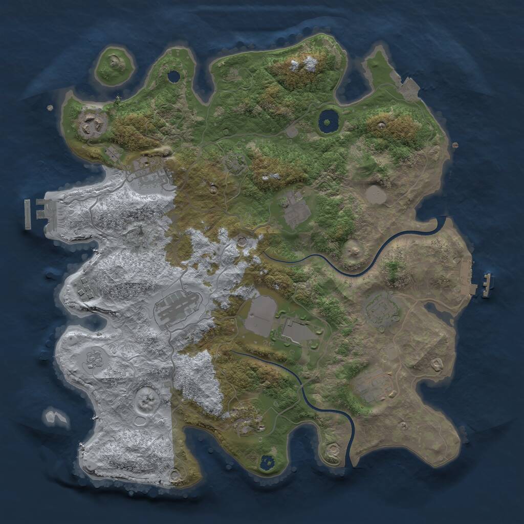 Rust Map: Procedural Map, Size: 3500, Seed: 369164584, 15 Monuments