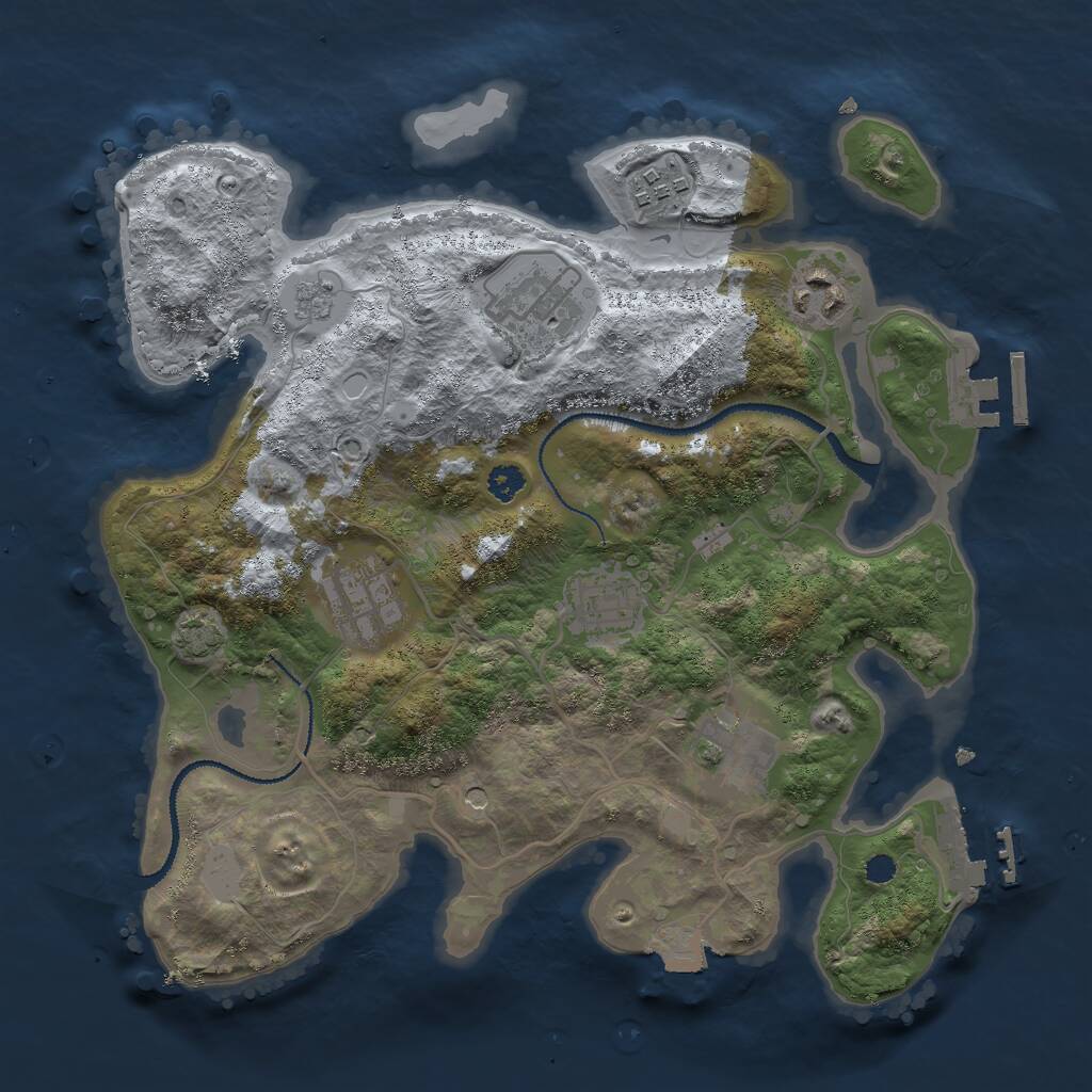 Rust Map: Procedural Map, Size: 3000, Seed: 16598, 12 Monuments