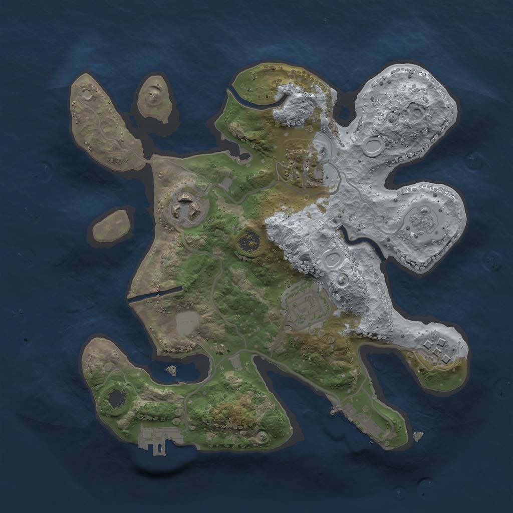 Rust Map: Procedural Map, Size: 2500, Seed: 1201232, 10 Monuments