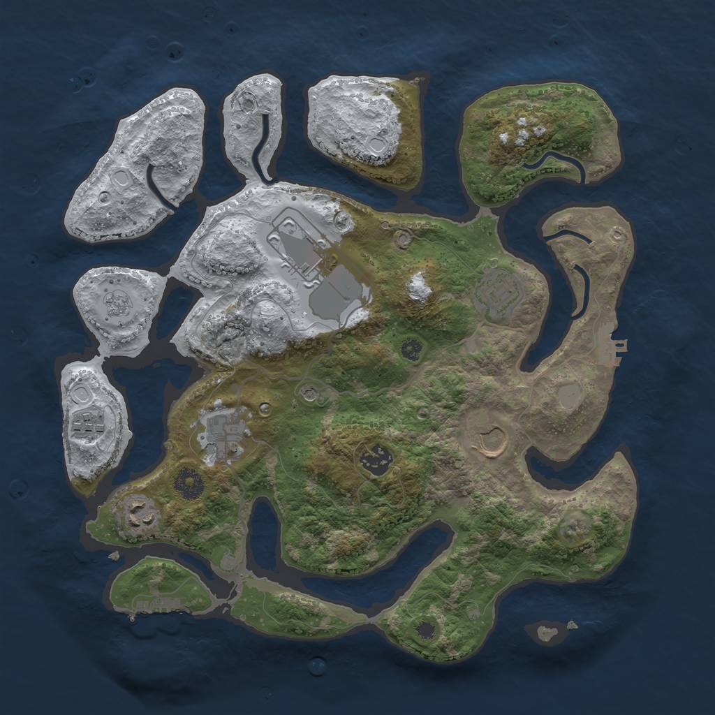 Rust Map: Procedural Map, Size: 3500, Seed: 83229924, 16 Monuments