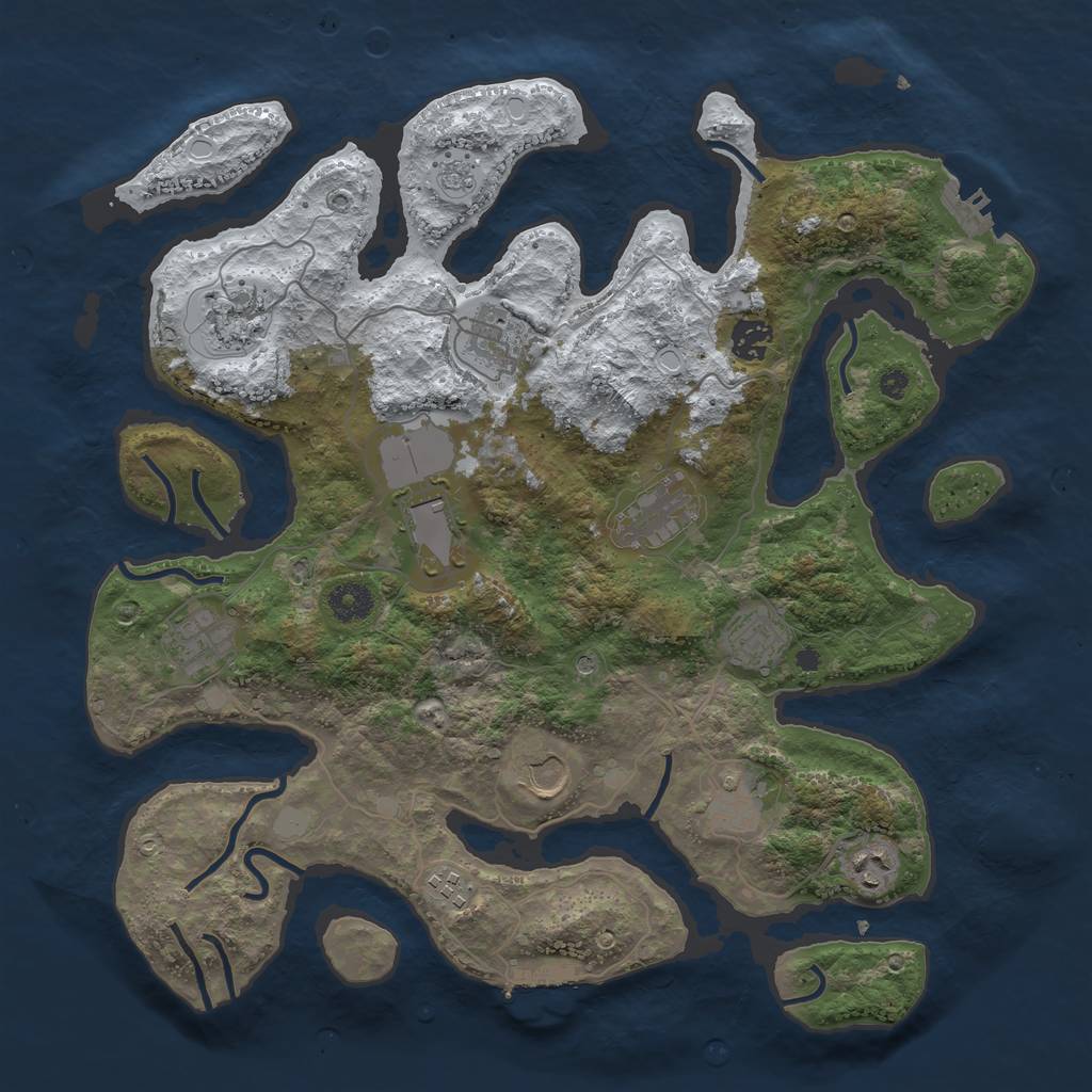Rust Map: Procedural Map, Size: 3850, Seed: 798296604, 20 Monuments