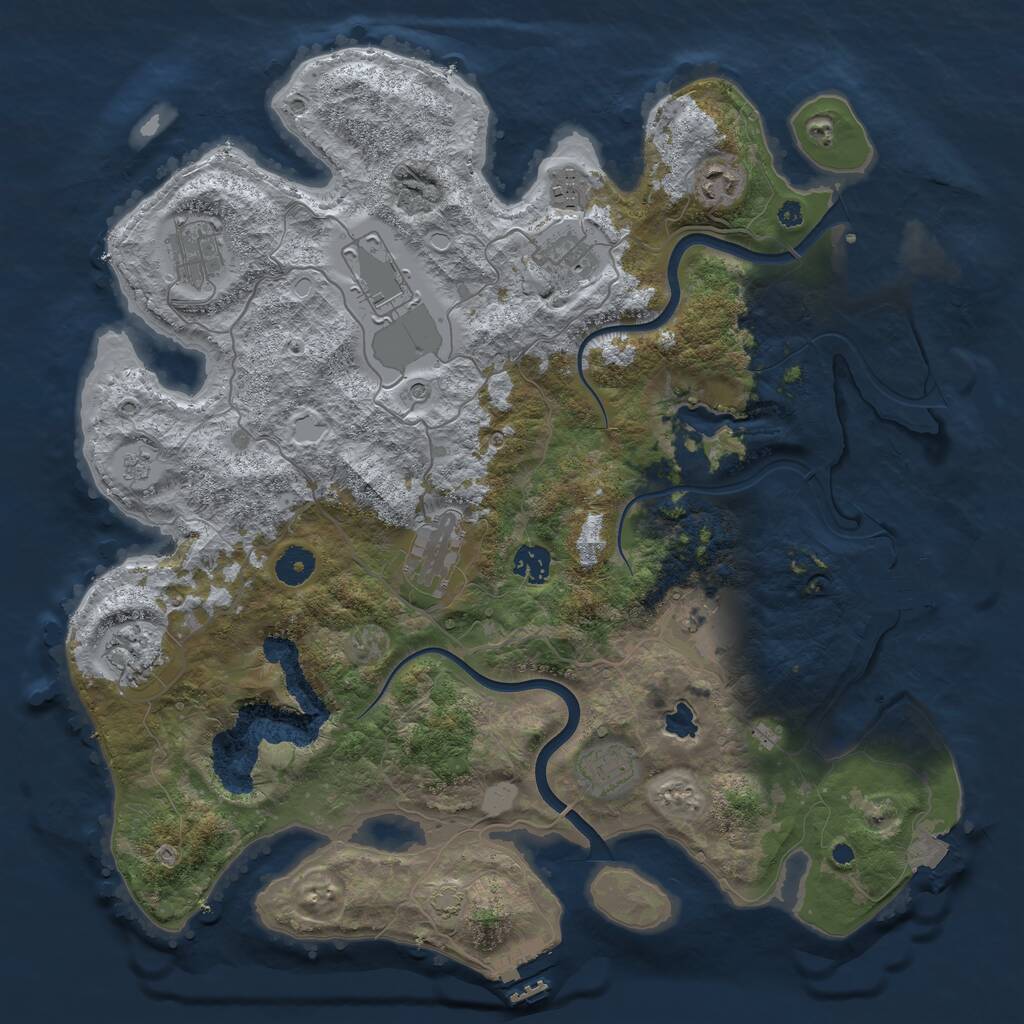 Rust Map: Procedural Map, Size: 4000, Seed: 677969995, 16 Monuments