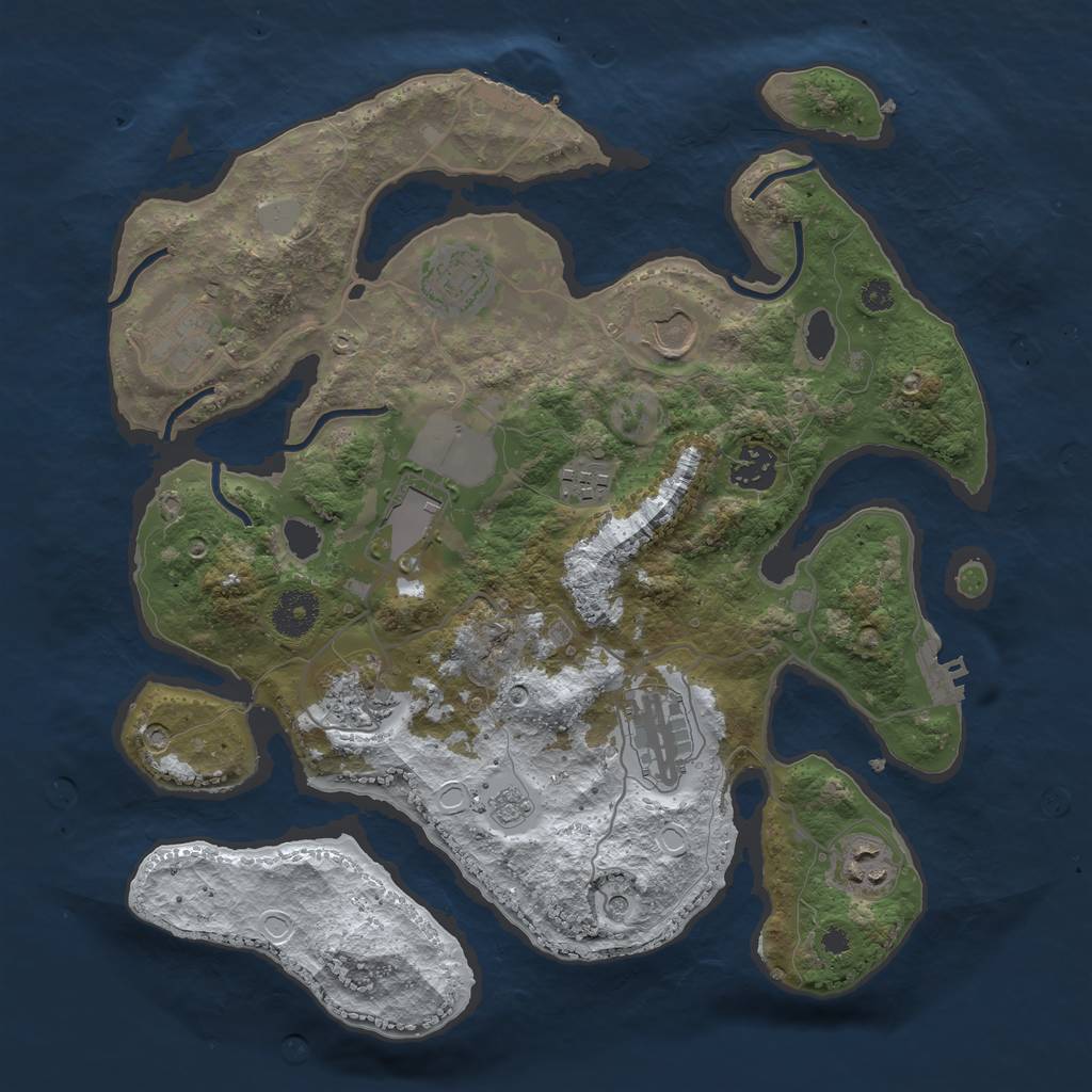 Rust Map: Procedural Map, Size: 3500, Seed: 6371915, 18 Monuments