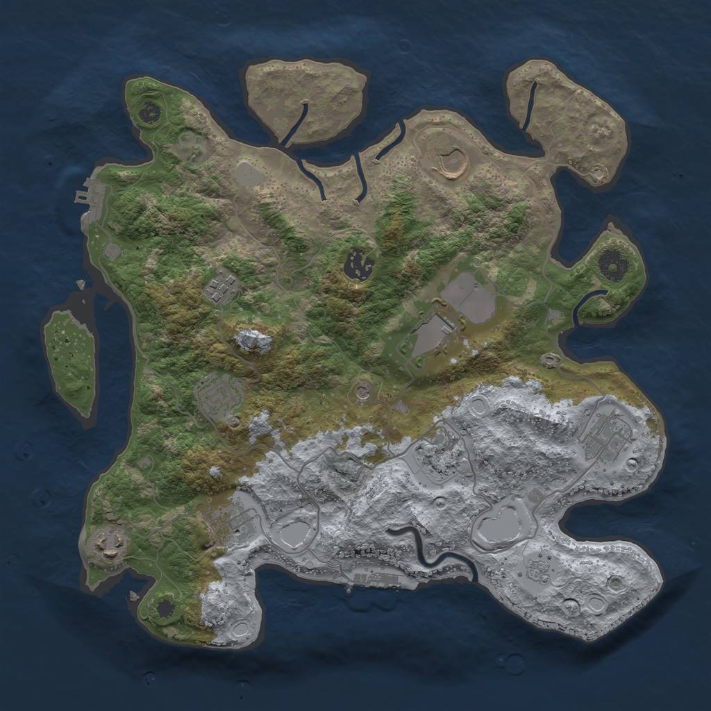 Rust Map: Procedural Map, Size: 3500, Seed: 7166177, 16 Monuments