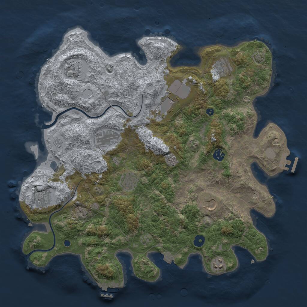 Rust Map: Procedural Map, Size: 3950, Seed: 1939054454, 16 Monuments