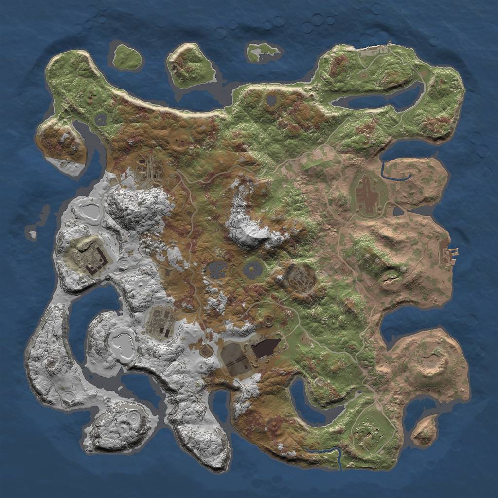 Rust Map: Procedural Map, Size: 4000, Seed: 32, 15 Monuments