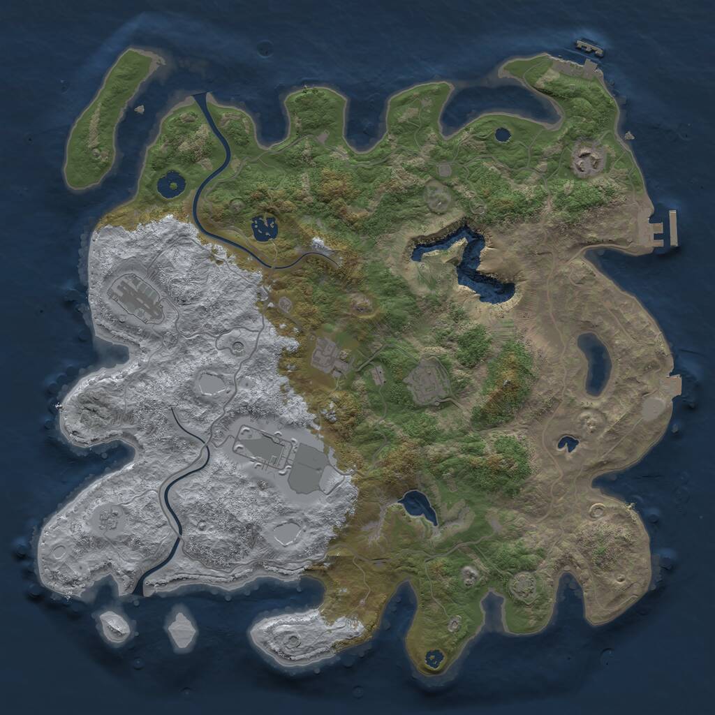 Rust Map: Procedural Map, Size: 4000, Seed: 32, 12 Monuments