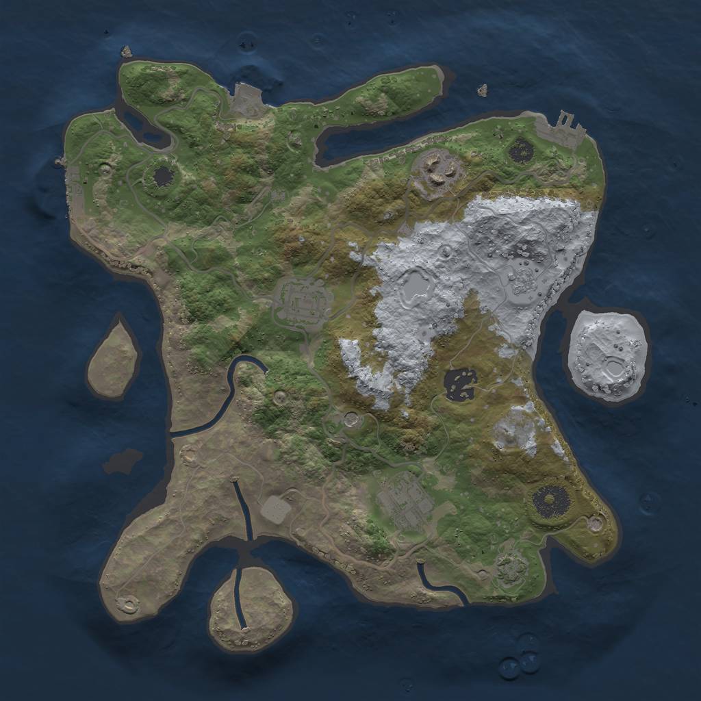 Rust Map: Procedural Map, Size: 3000, Seed: 43453, 12 Monuments