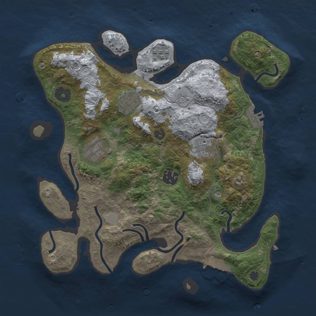 Rust Map: Procedural Map, Size: 3000, Seed: 32523, 12 Monuments
