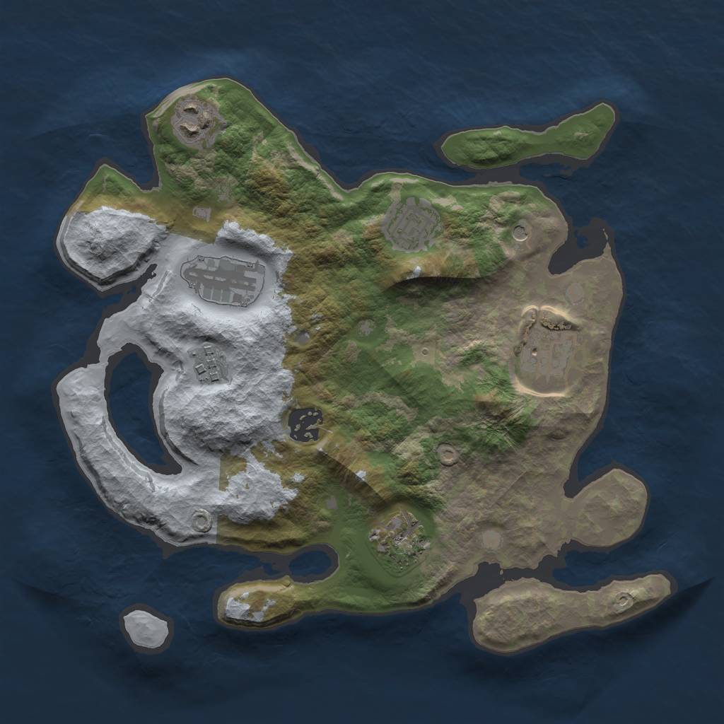 Rust Map: Barren, Size: 3000, Seed: 970922667, 10 Monuments