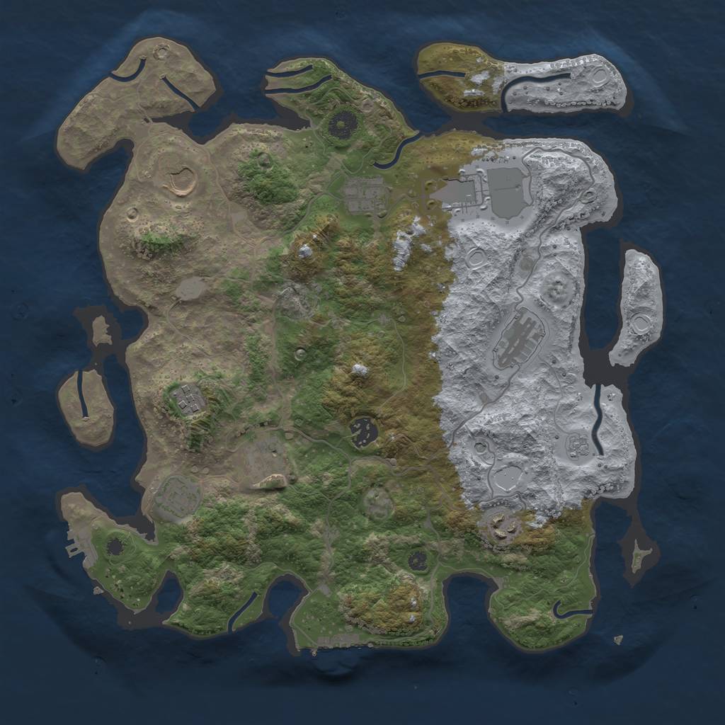 Rust Map: Procedural Map, Size: 3800, Seed: 97331, 16 Monuments