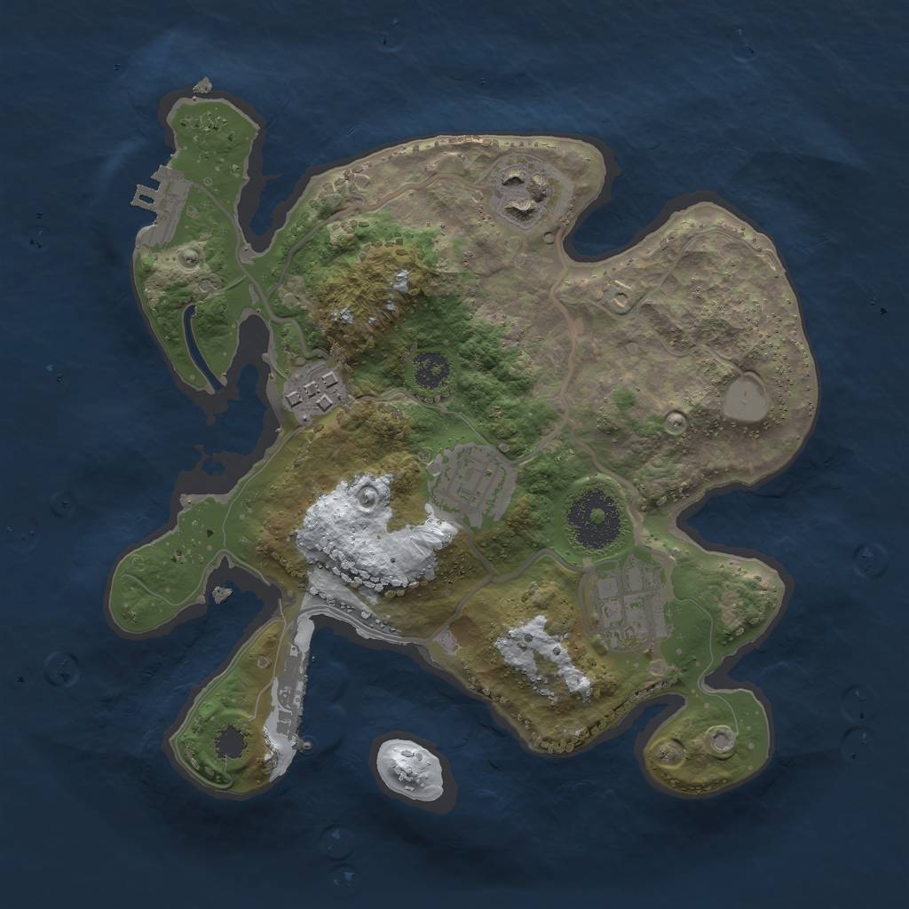 Rust Map: Procedural Map, Size: 2500, Seed: 381419498, 11 Monuments
