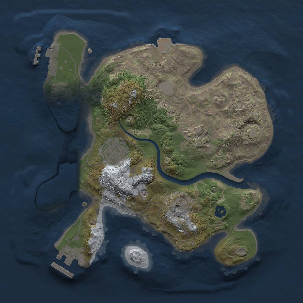 Rust Map: Procedural Map, Size: 2500, Seed: 381419498, 7 Monuments