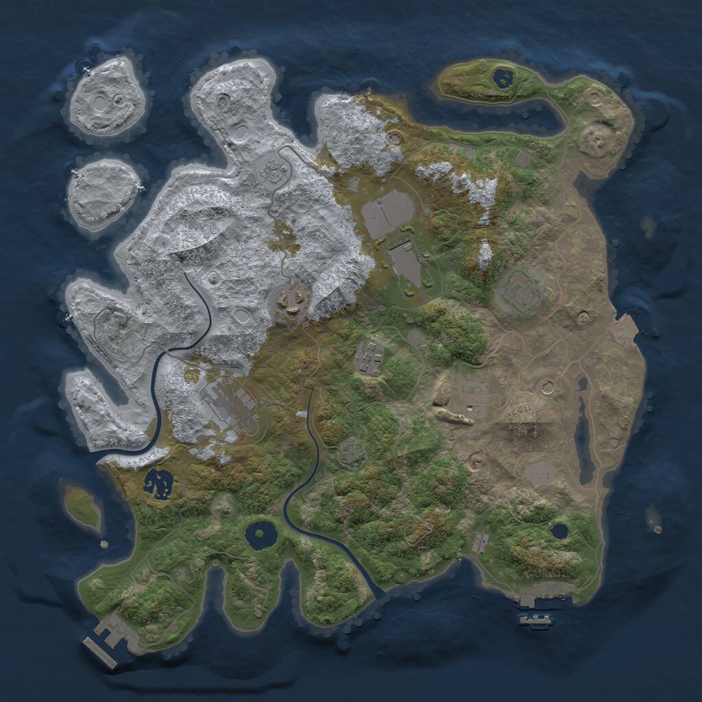 Rust Map: Procedural Map, Size: 3500, Seed: 472221531, 13 Monuments