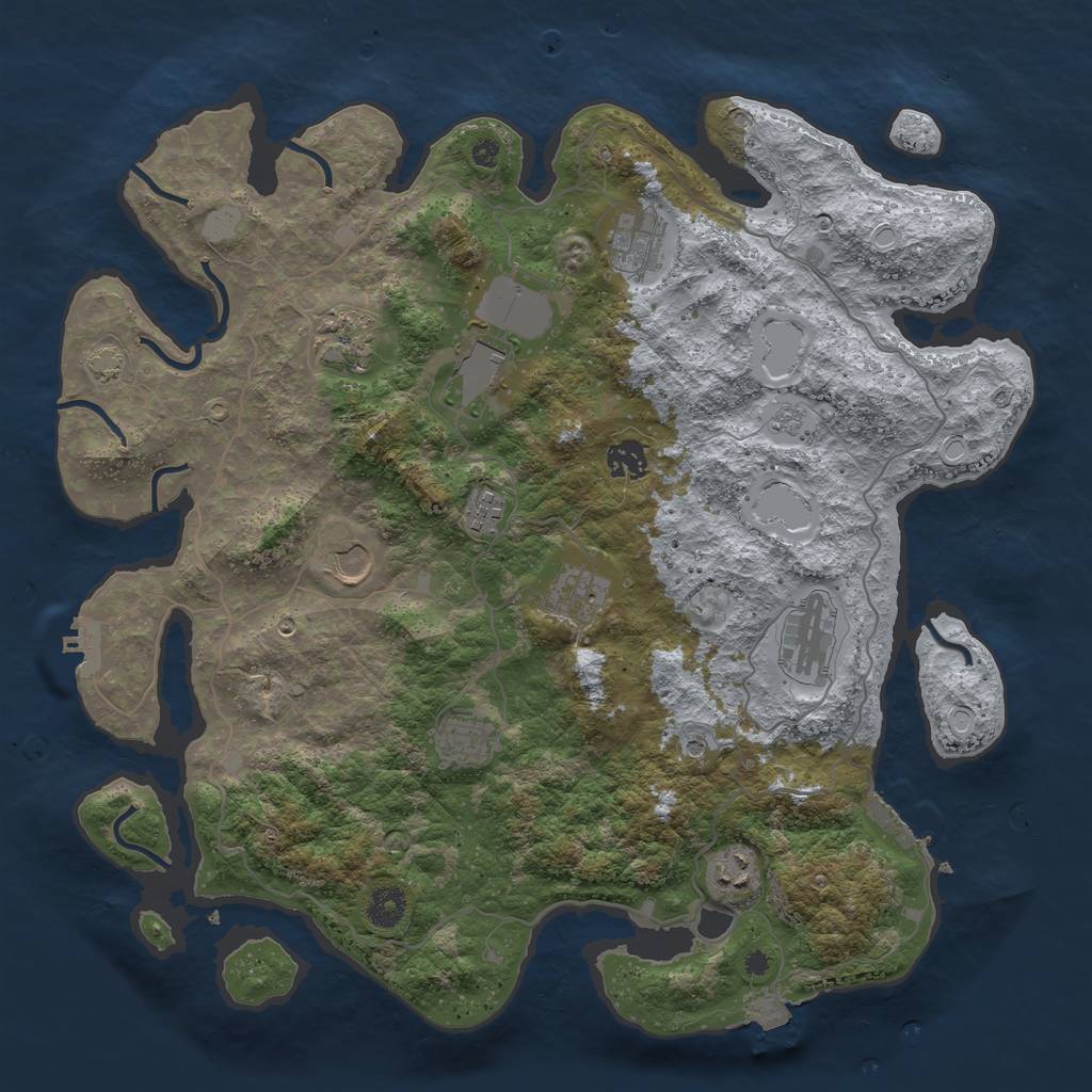 Rust Map: Procedural Map, Size: 4000, Seed: 5673456, 18 Monuments