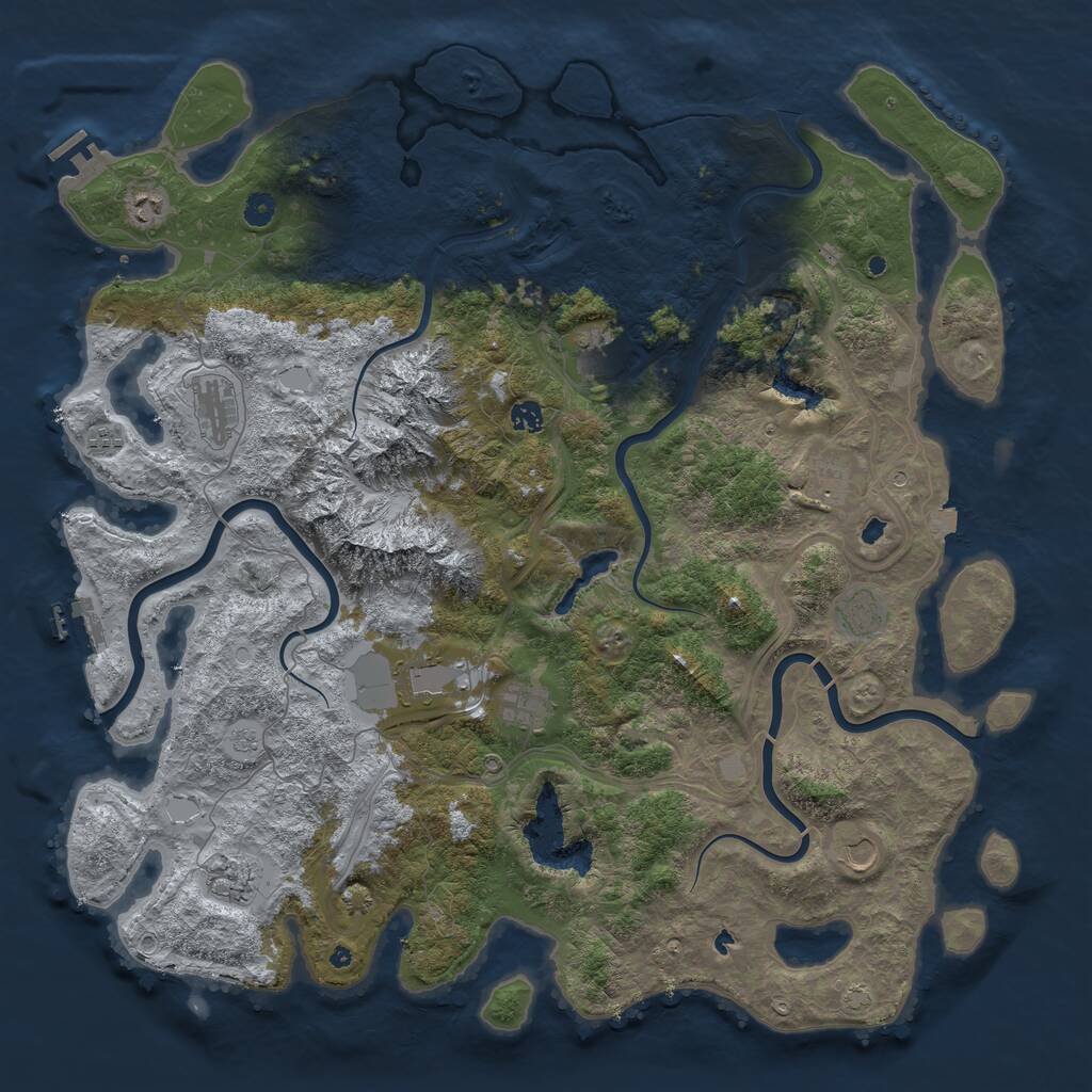 Rust Map: Procedural Map, Size: 5000, Seed: 1351278392, 17 Monuments