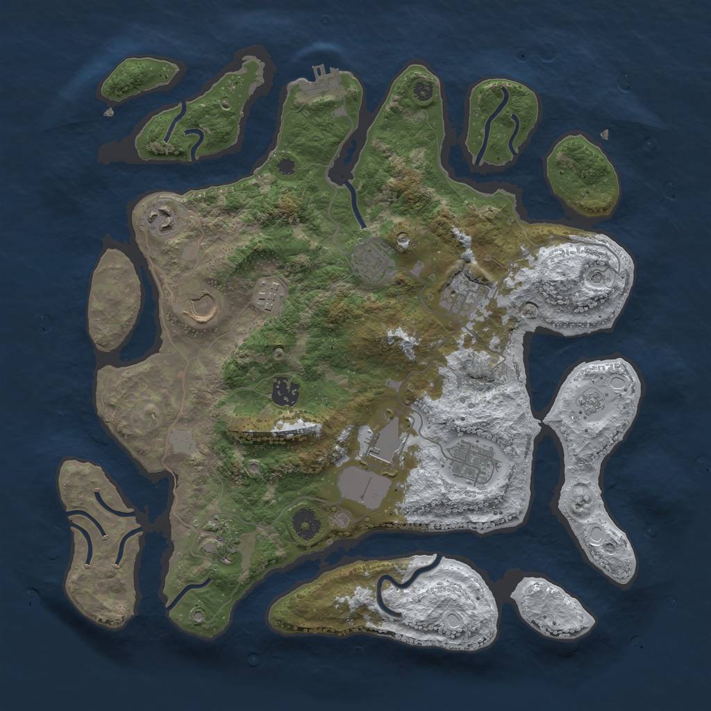 Rust Map: Procedural Map, Size: 3700, Seed: 541983, 17 Monuments