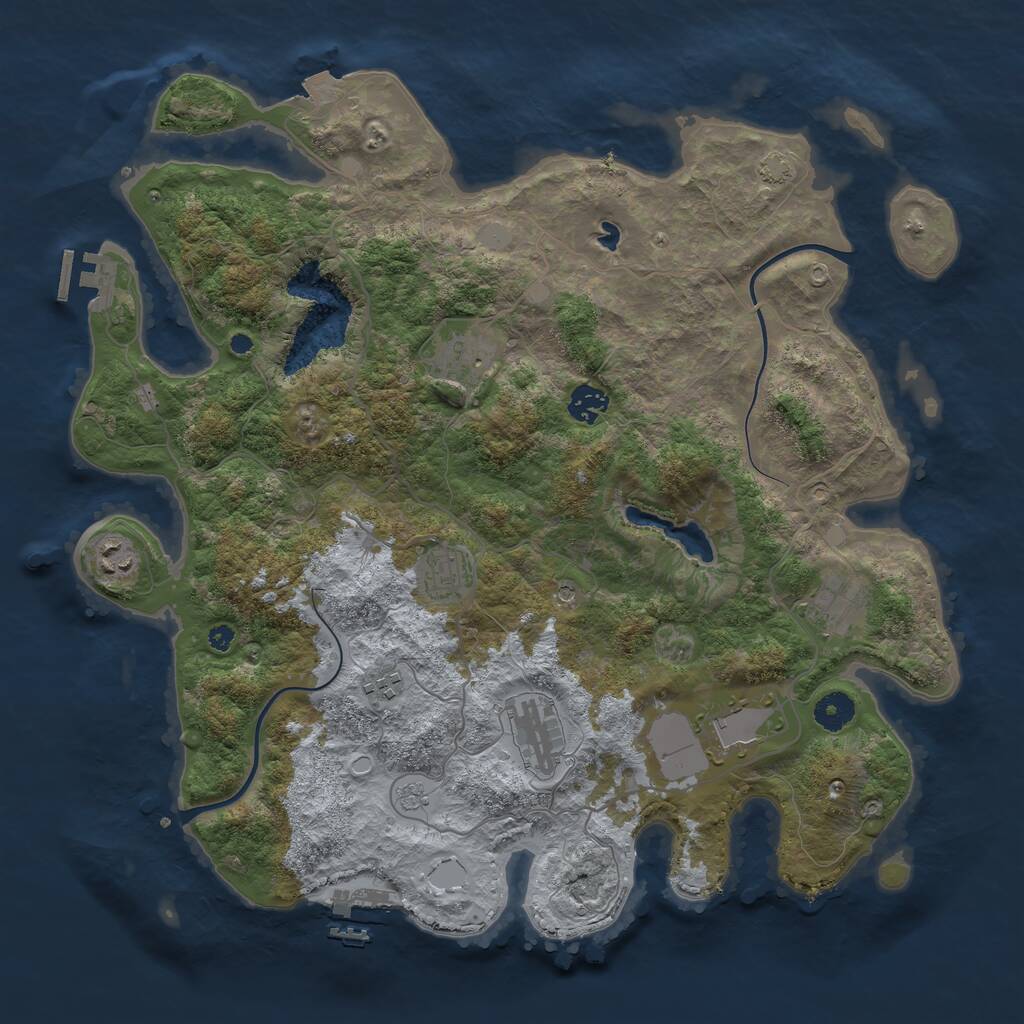 Rust Map: Procedural Map, Size: 4000, Seed: 98765, 14 Monuments