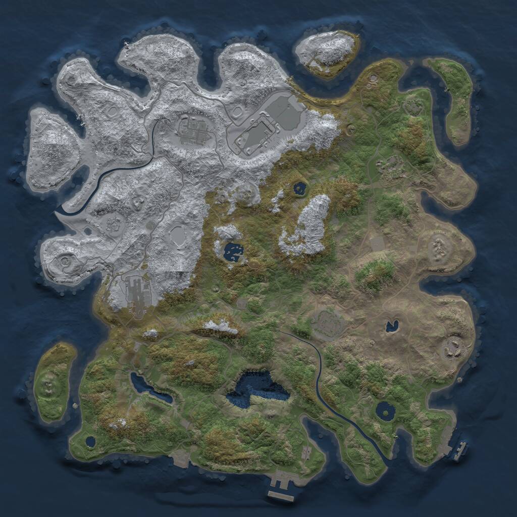 Rust Map: Procedural Map, Size: 4000, Seed: 6784, 13 Monuments