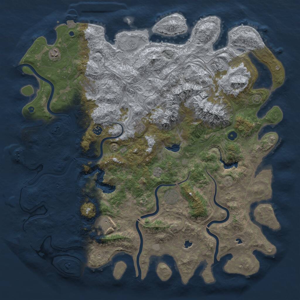 Rust Map: Procedural Map, Size: 5000, Seed: 36147167, 14 Monuments