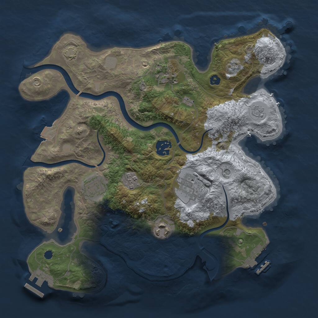 Rust Map: Procedural Map, Size: 3000, Seed: 1233842196, 12 Monuments