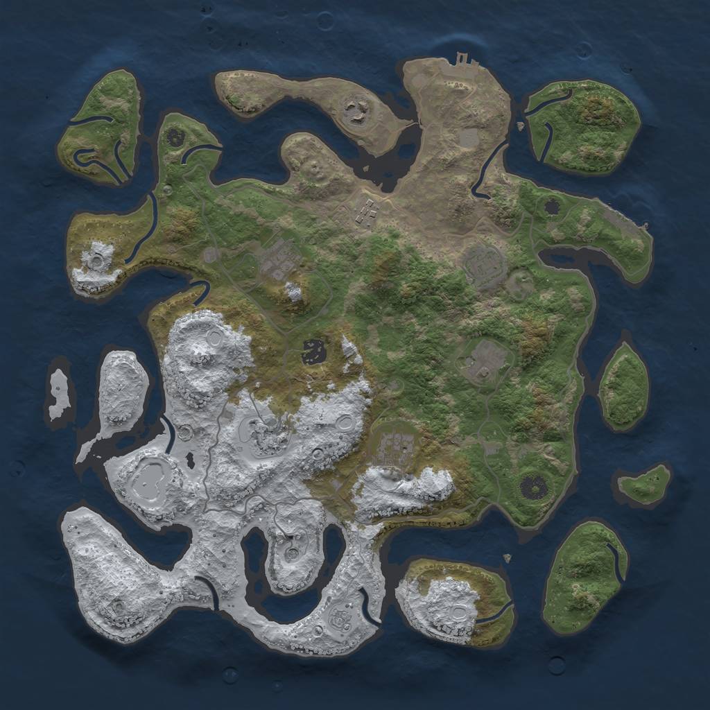 Rust Map: Procedural Map, Size: 4050, Seed: 2100337795, 17 Monuments