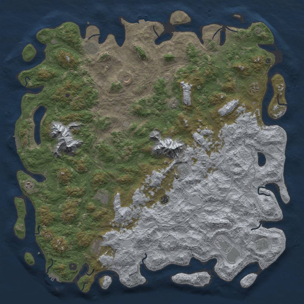 Rust Map: Procedural Map, Size: 6000, Seed: 664639073, 19 Monuments