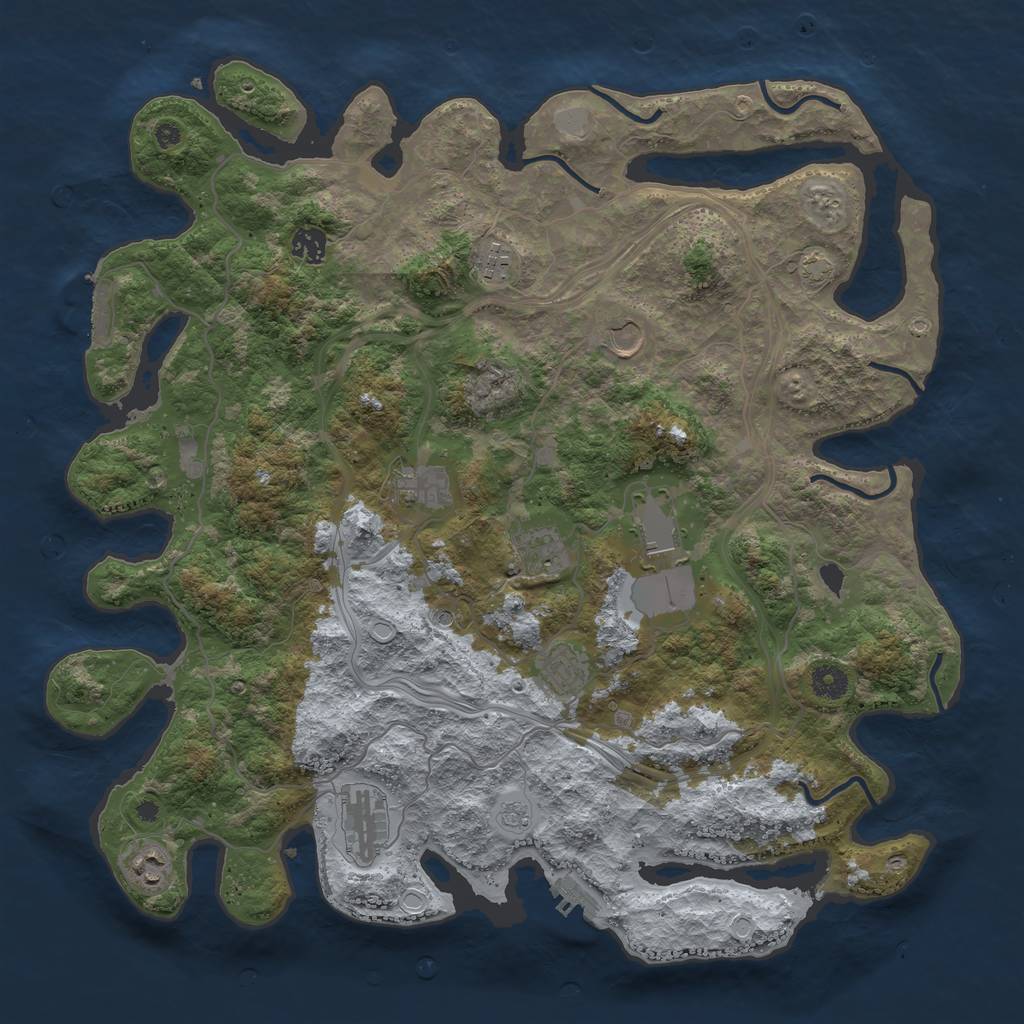 Rust Map: Procedural Map, Size: 4250, Seed: 833648664, 17 Monuments