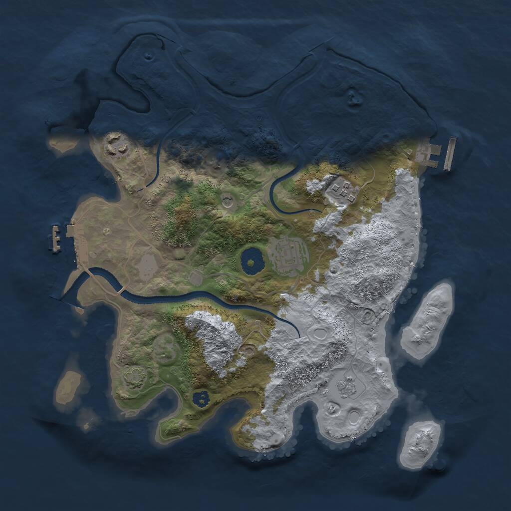 Rust Map: Procedural Map, Size: 3000, Seed: 3947942, 9 Monuments