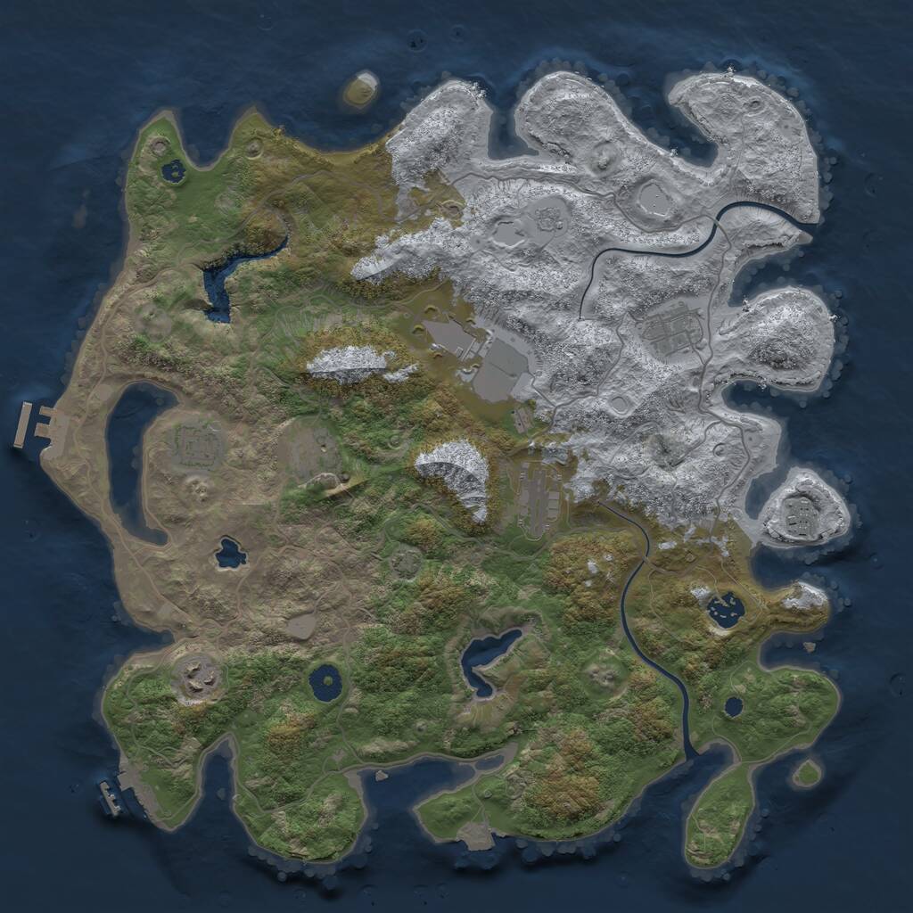 Rust Map: Procedural Map, Size: 4000, Seed: 175583721, 13 Monuments
