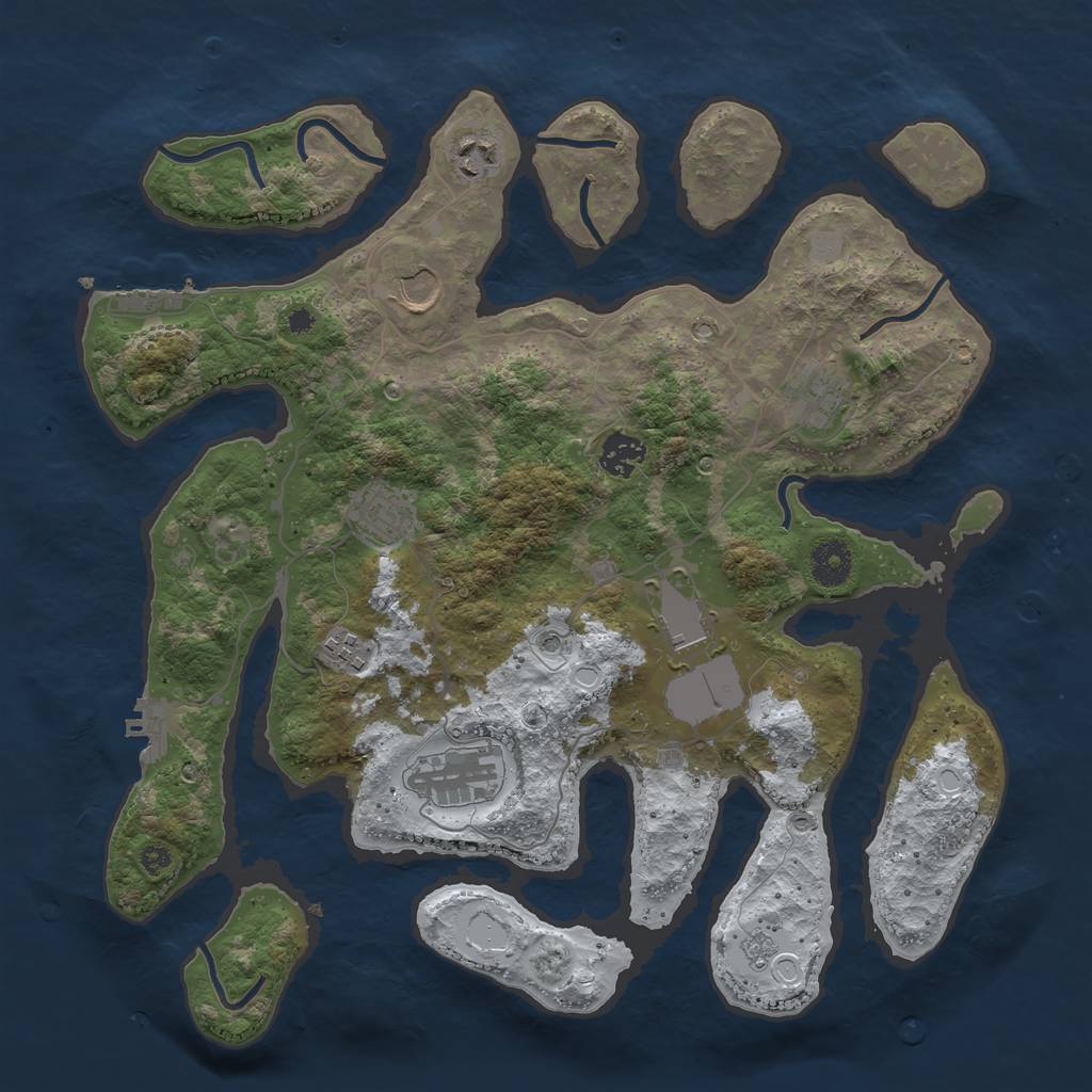 Rust Map: Procedural Map, Size: 3700, Seed: 3478599, 17 Monuments