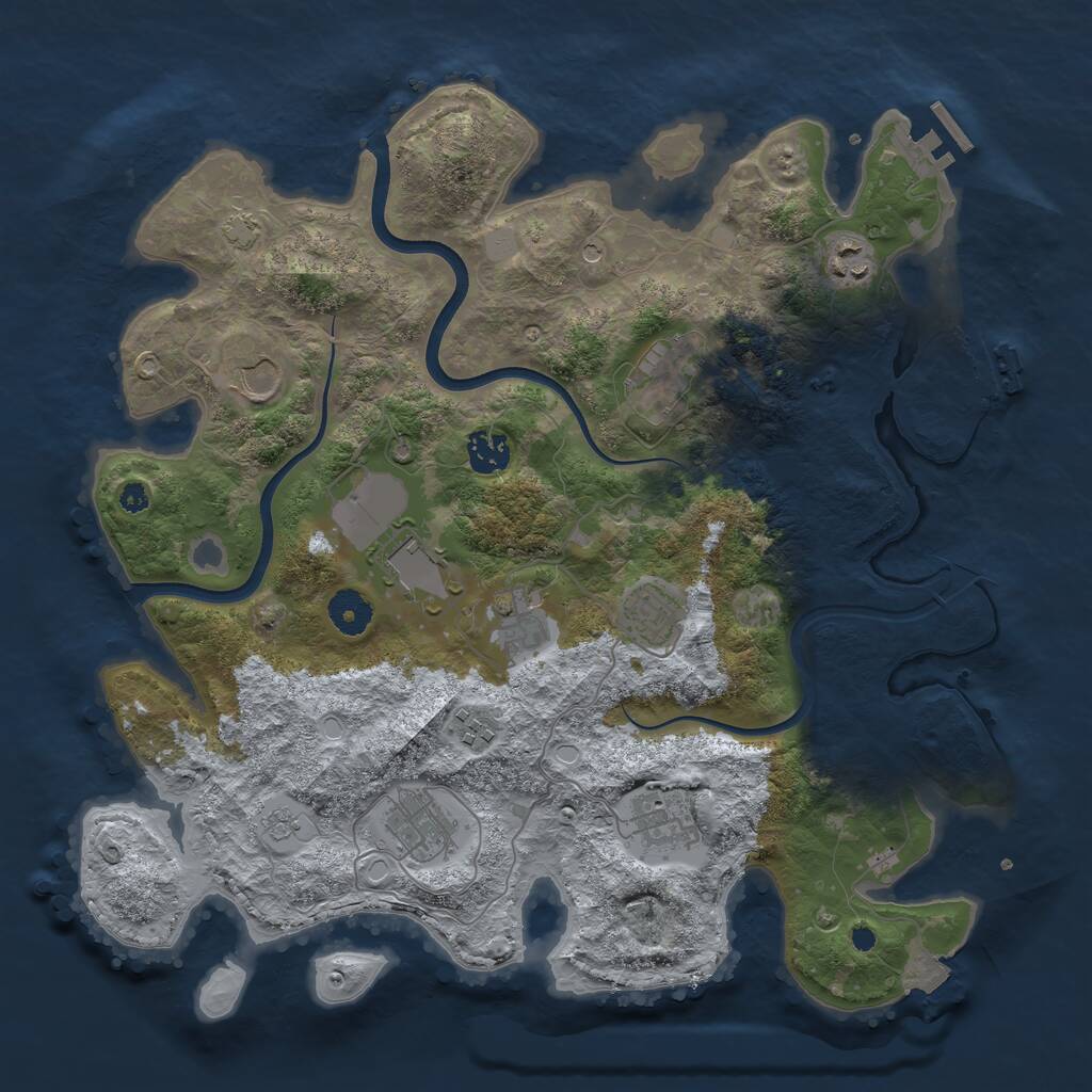 Rust Map: Procedural Map, Size: 3750, Seed: 259132260, 16 Monuments