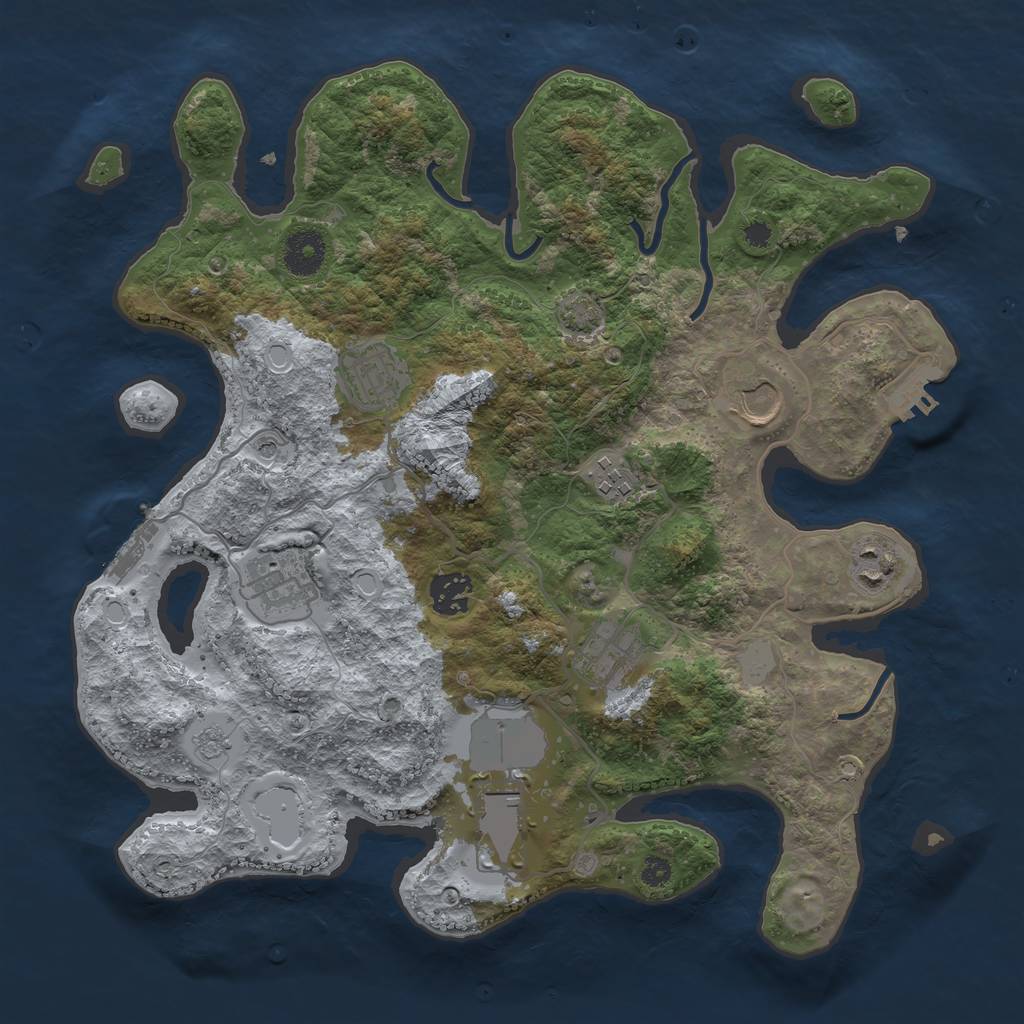Rust Map: Procedural Map, Size: 3500, Seed: 642, 16 Monuments
