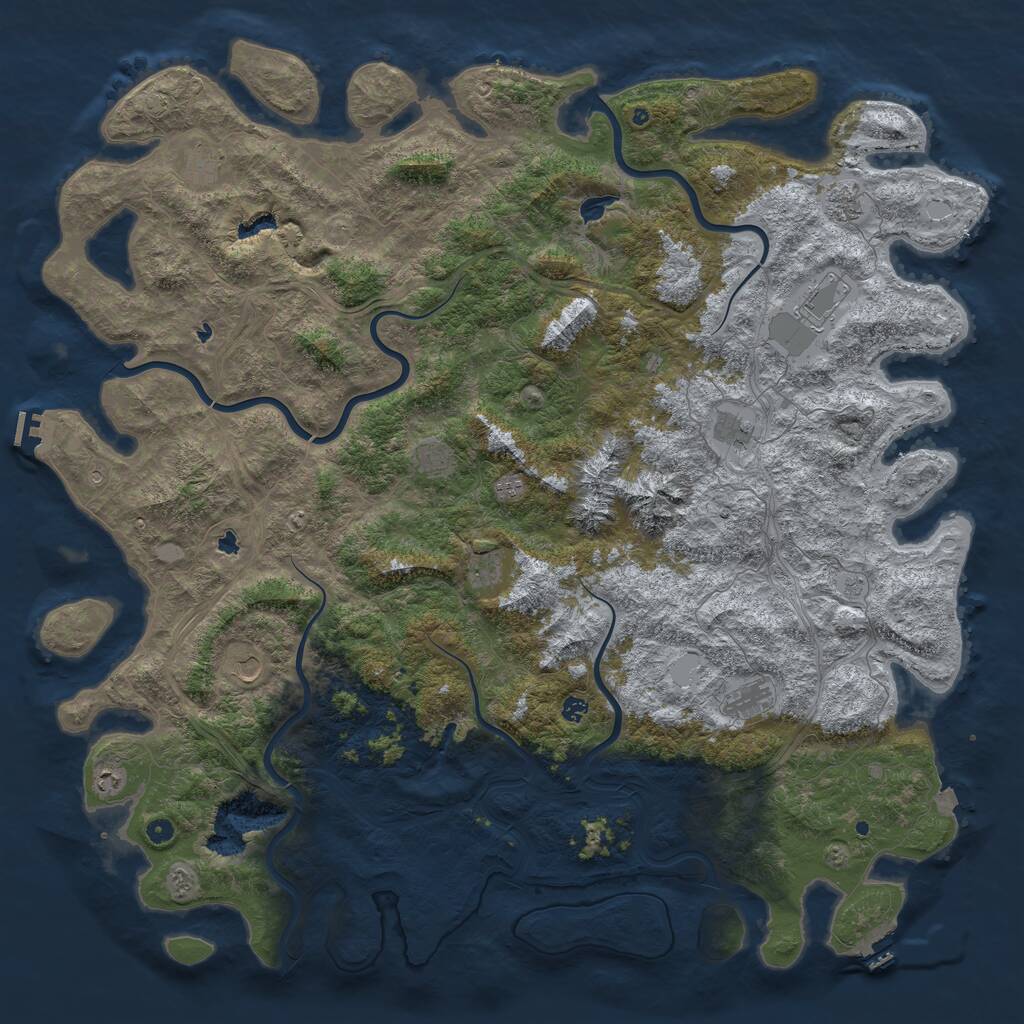 Rust Map: Procedural Map, Size: 6000, Seed: 63, 17 Monuments