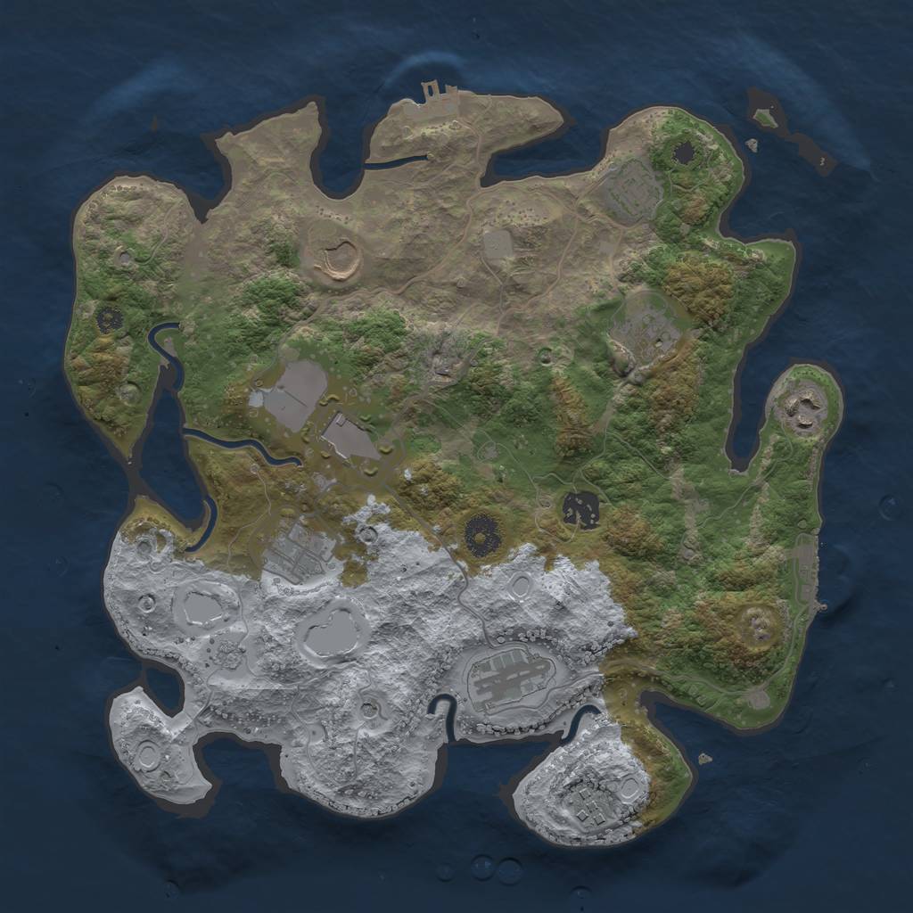Rust Map: Procedural Map, Size: 3500, Seed: 472640, 16 Monuments