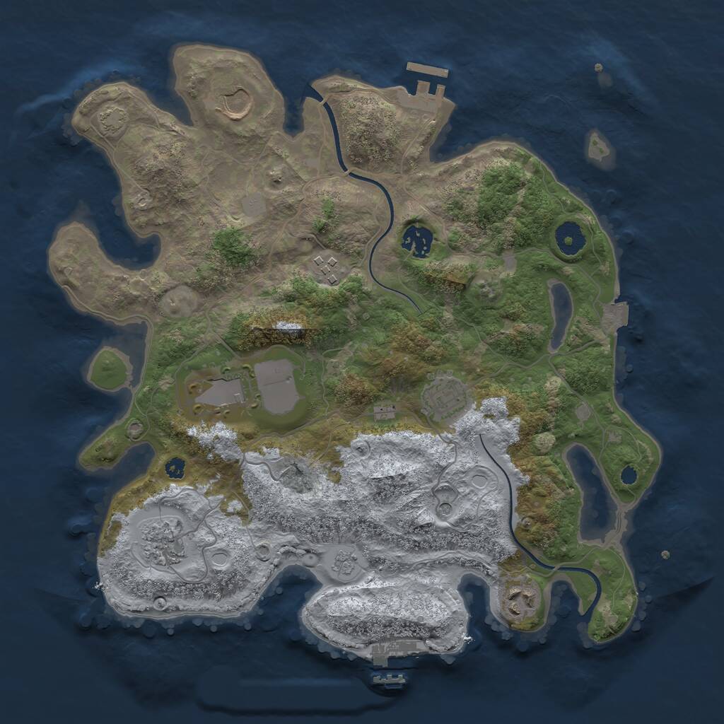 Rust Map: Procedural Map, Size: 3500, Seed: 1448370433, 13 Monuments