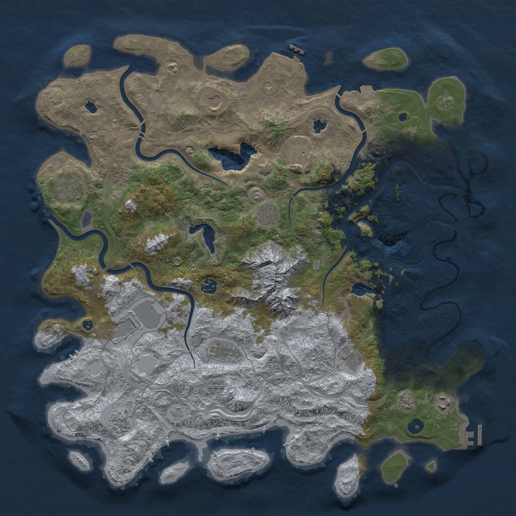 Rust Map: Procedural Map, Size: 5000, Seed: 1995, 17 Monuments