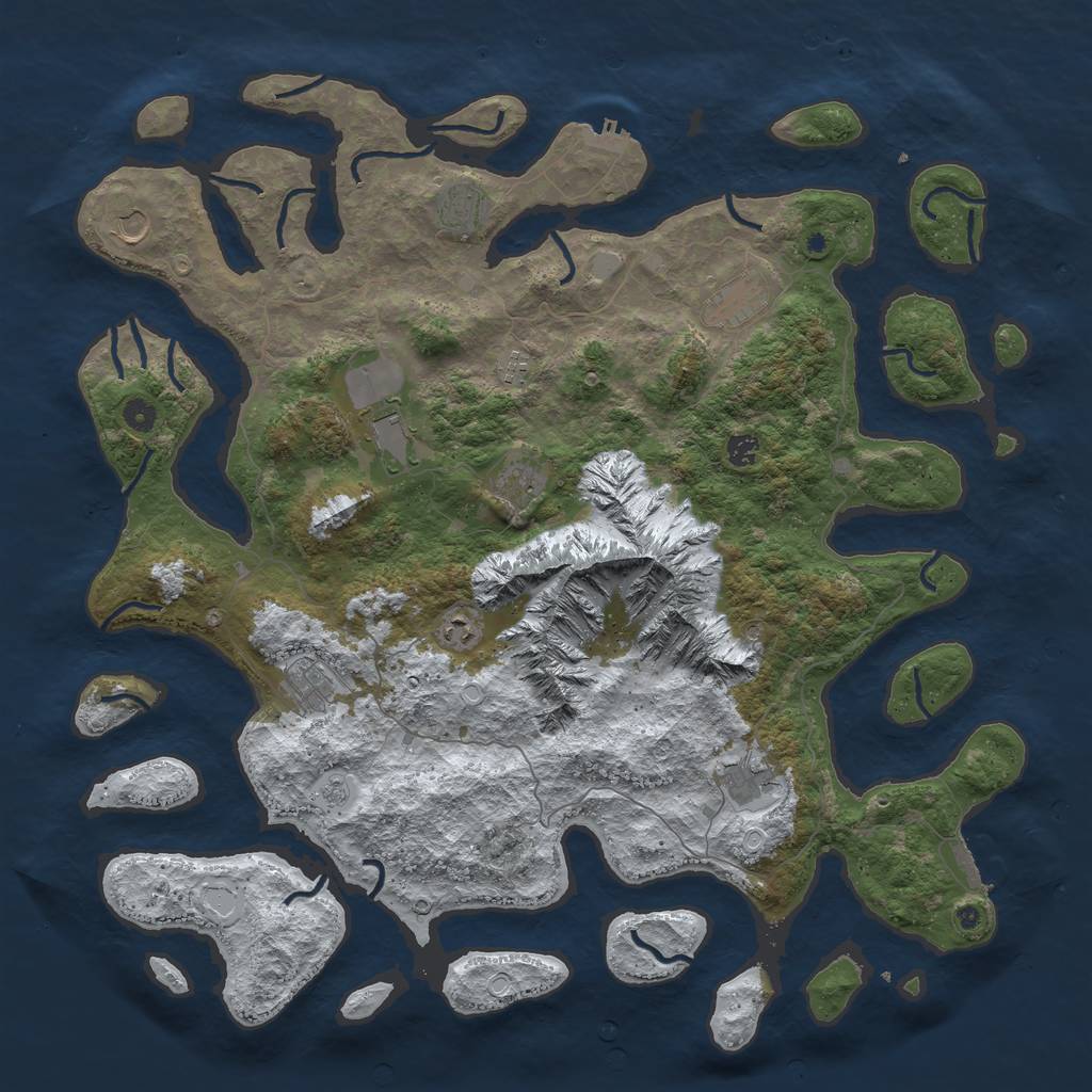 Rust Map: Procedural Map, Size: 5000, Seed: 1995, 19 Monuments