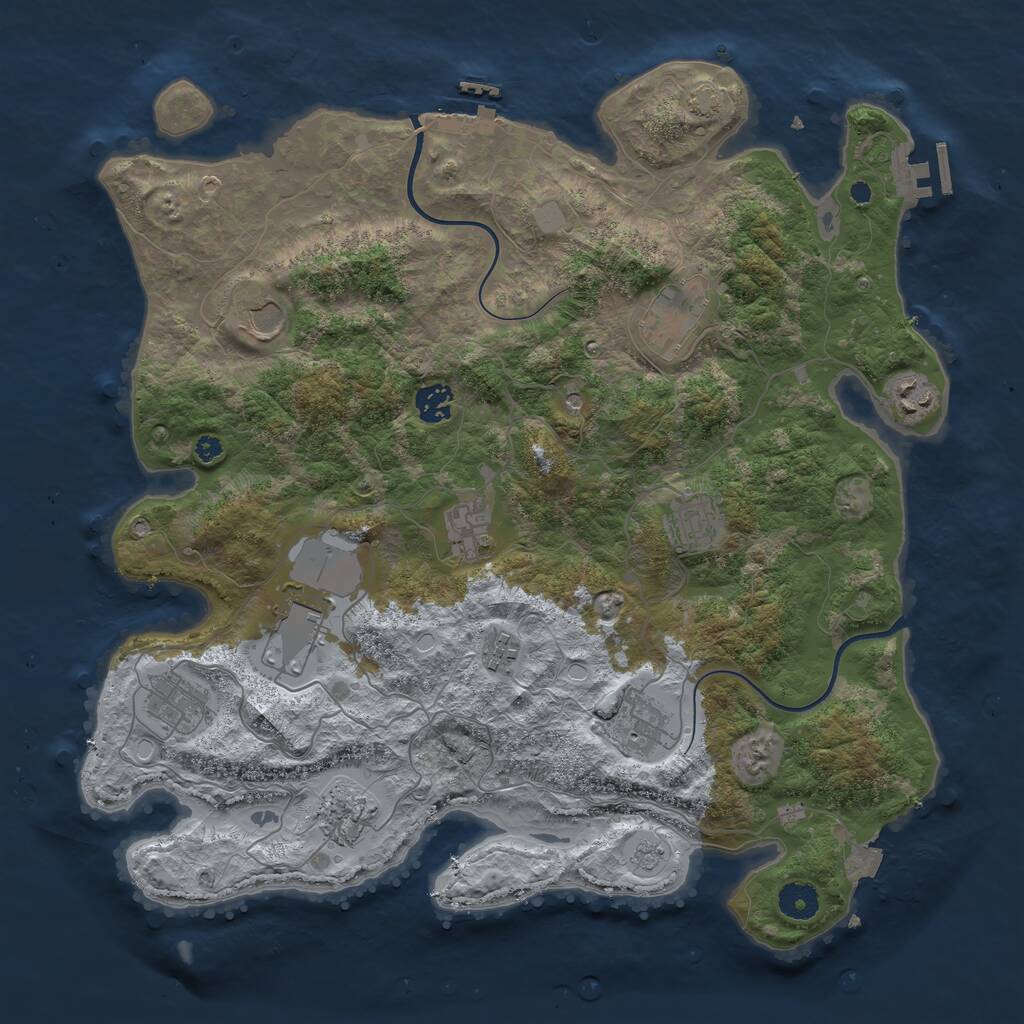 Rust Map: Procedural Map, Size: 3950, Seed: 40465972, 17 Monuments