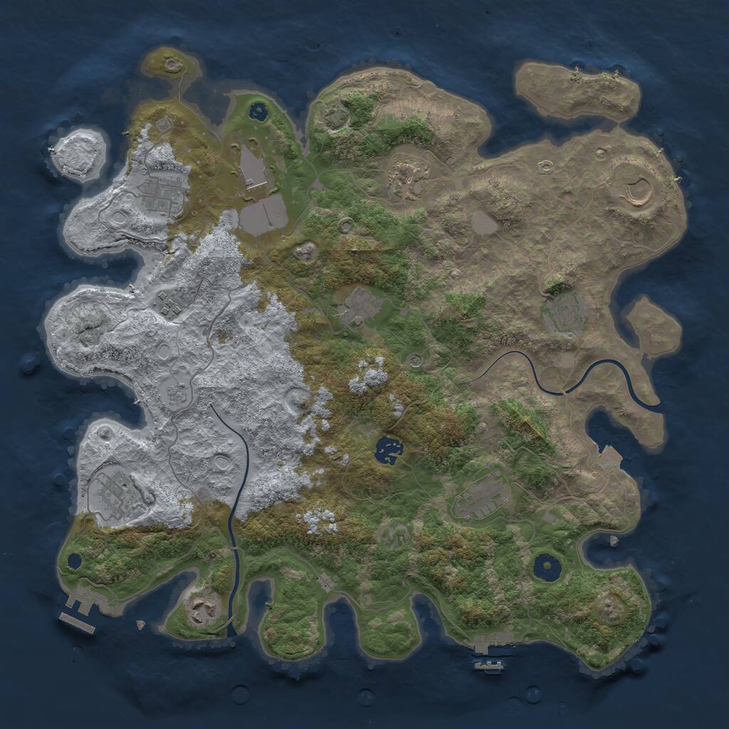 Rust Map: Procedural Map, Size: 3950, Seed: 634739795, 17 Monuments