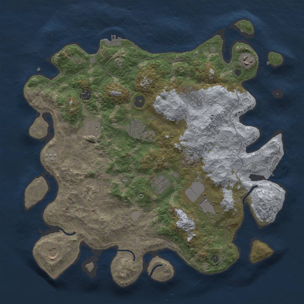 Rust Map: Procedural Map, Size: 4000, Seed: 1122132167, 19 Monuments