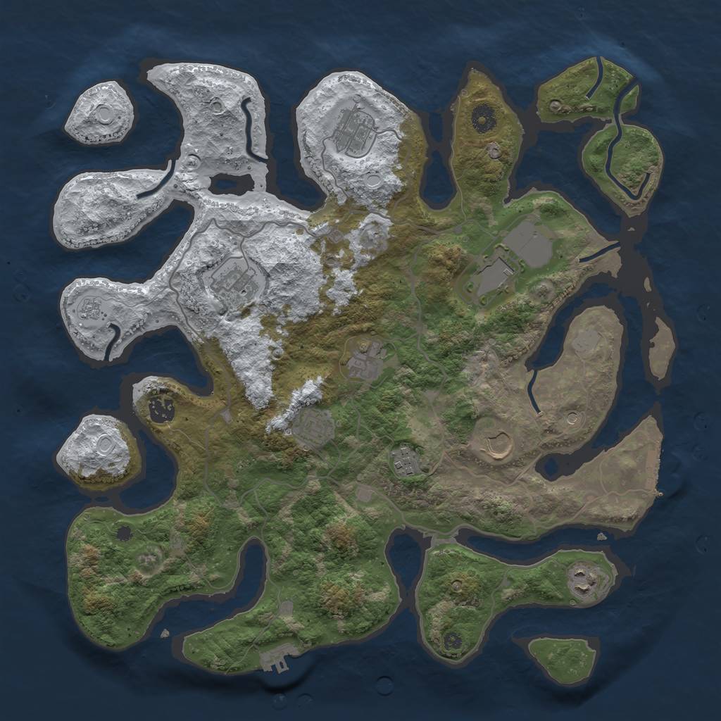 Rust Map: Procedural Map, Size: 4000, Seed: 456347457, 18 Monuments