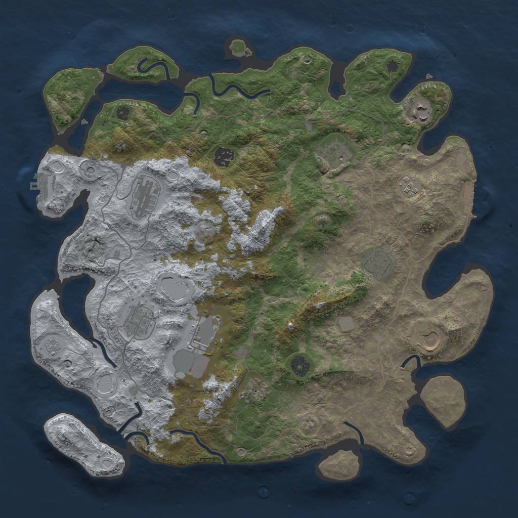 Rust Map: Procedural Map, Size: 4000, Seed: 8765, 17 Monuments