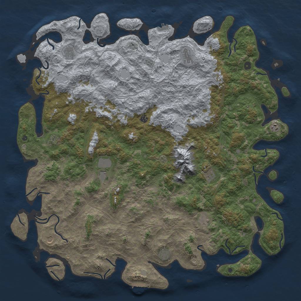 Rust Map: Procedural Map, Size: 6000, Seed: 332022, 18 Monuments