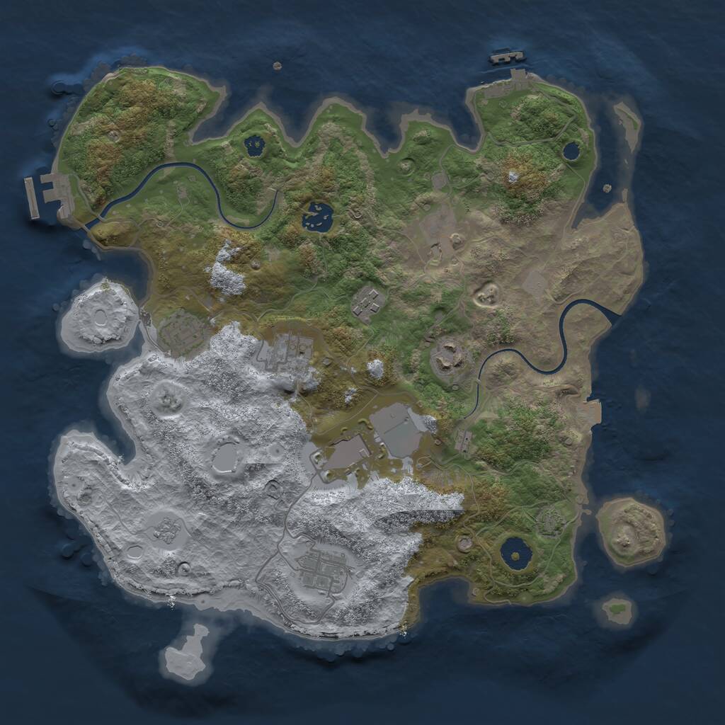 Rust Map: Procedural Map, Size: 3500, Seed: 238426347, 13 Monuments