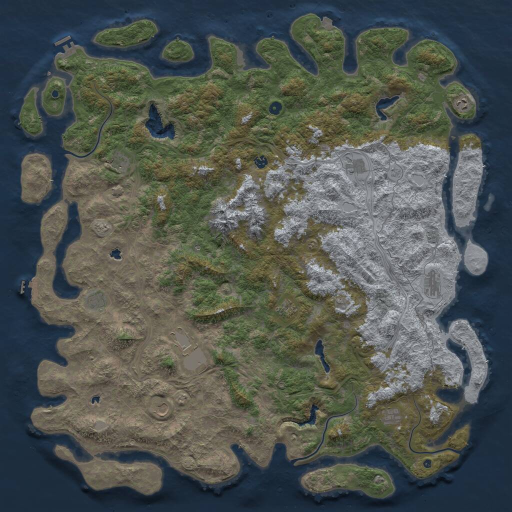 Rust Map: Procedural Map, Size: 6000, Seed: 28281, 17 Monuments