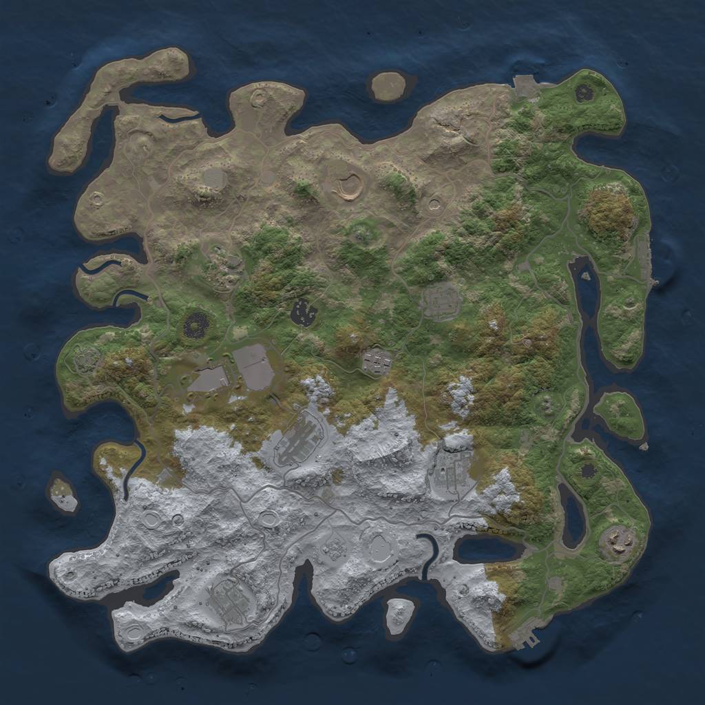 Rust Map: Procedural Map, Size: 4000, Seed: 1935285002, 18 Monuments