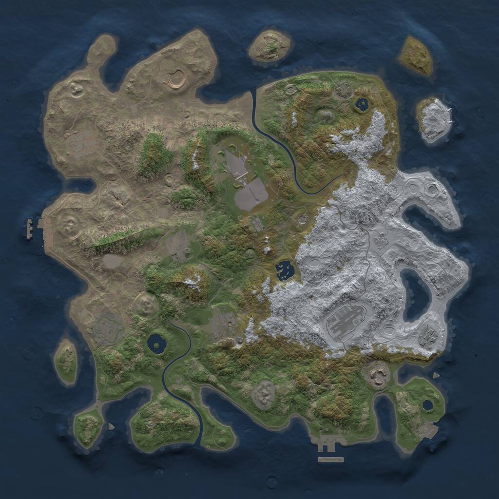 Rust Map: Procedural Map, Size: 3900, Seed: 10483, 16 Monuments