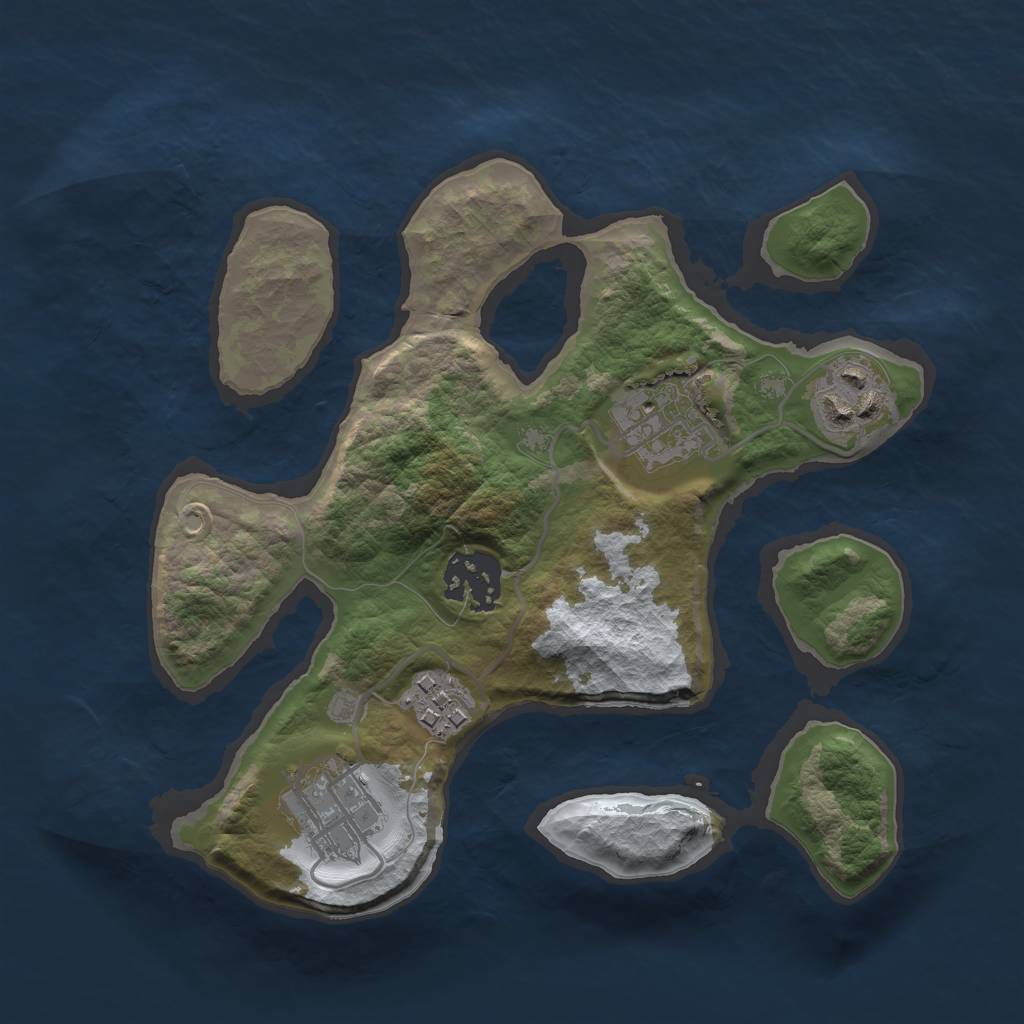 Rust Map: Barren, Size: 2500, Seed: 456767, 7 Monuments