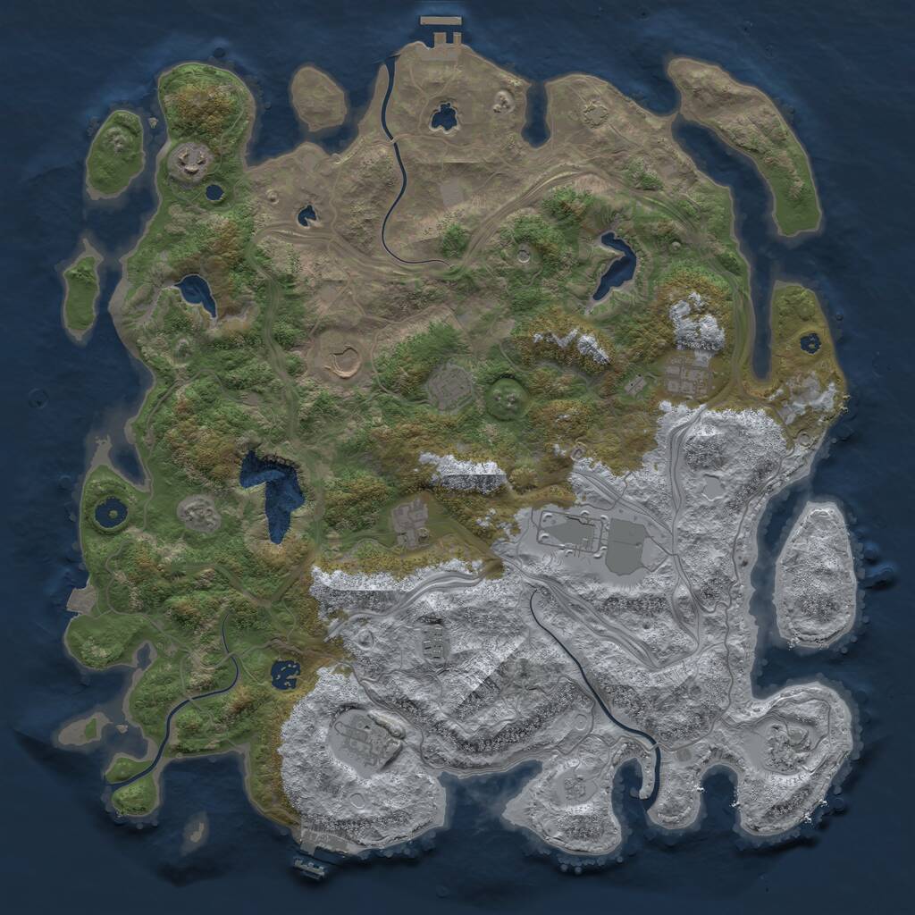 Rust Map: Procedural Map, Size: 4500, Seed: 1961080763, 16 Monuments